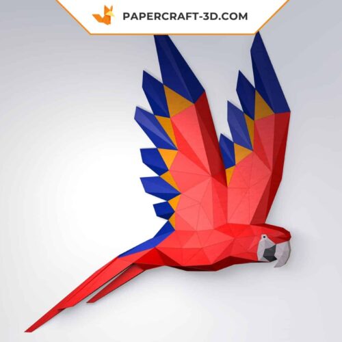 Papercraft majestic wall parrot in origami