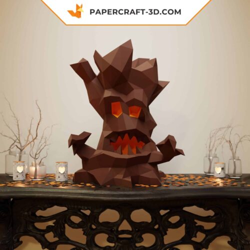 Papercraft spooky tree for Halloween in 3D origami