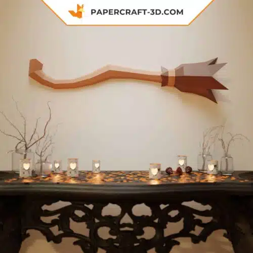 Papercraft witch broom Halloween origami