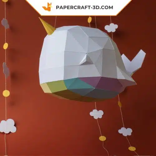 Papercraft unicorn whale in origami