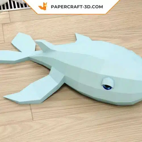 Papercraft whale in 3D origami