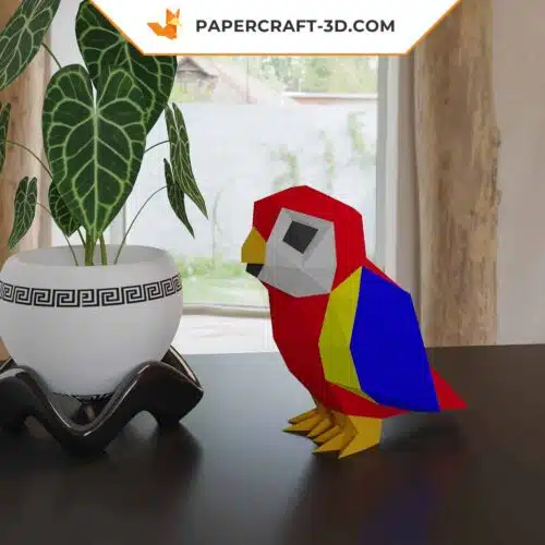Papercraft baby macaw in 3D origami