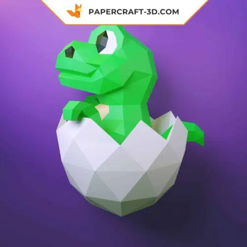 Papercraft baby dinosaur in origami 3D