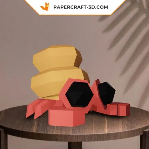 Papercraft hermit crab in 3D origami