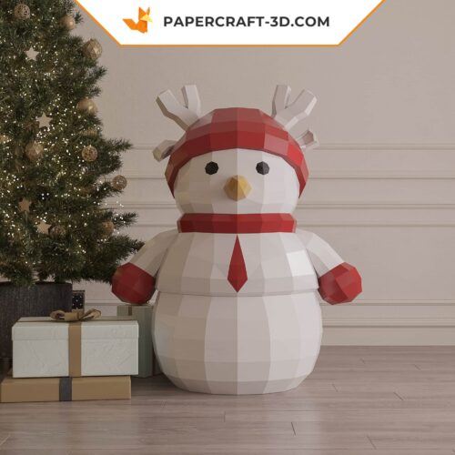 Papercraft snowman and gingerbread woman in 3D origami