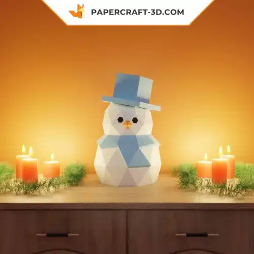 Papercraft snowman in origami