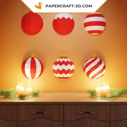 Papercraft Christmas balls in origami