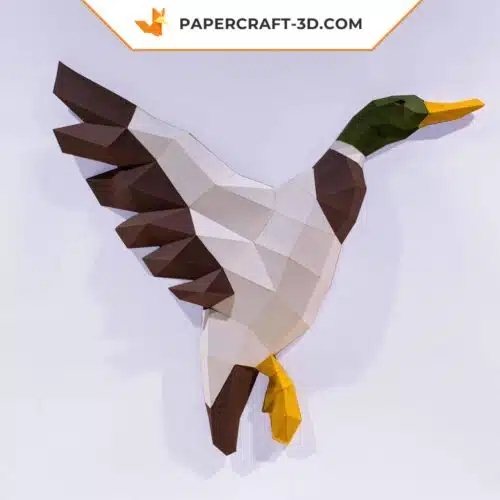 Papercraft of mallard duck in 3D origami