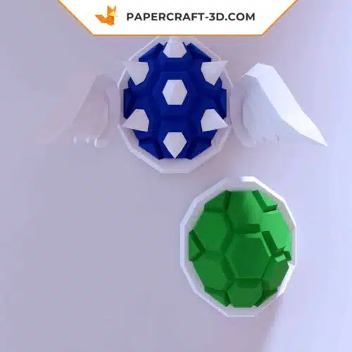 Papercraft of Koopa shell in 3D origami