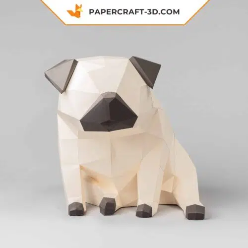 Papercraft of pug in 3D origami