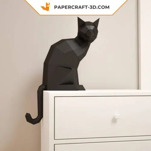 Papercraft of cat in 3D origami