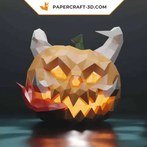 Papercraft Halloween pumpkin in 3D origami