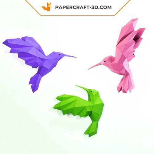 Papercraft of hummingbird in 3D origami