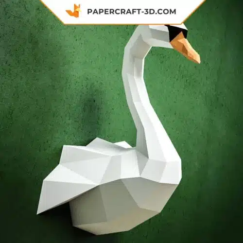 Papercraft swan wall in 3D origami