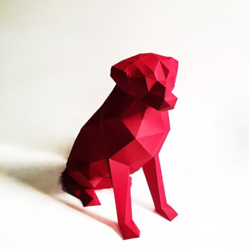 Papercraft of sitting Labrador in origami