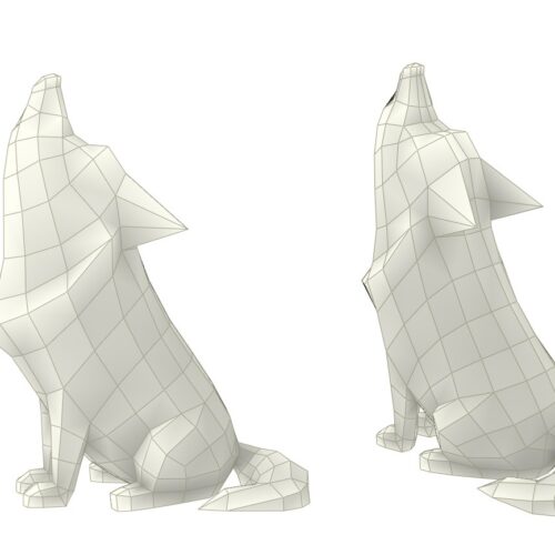 Papercraft of howling wolf in 3D origami