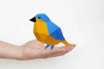 Papercraft of sparrow in 3D origami