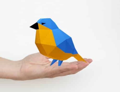 Papercraft of sparrow in 3D origami