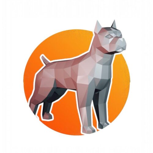 Papercraft pitbull in 3D origami