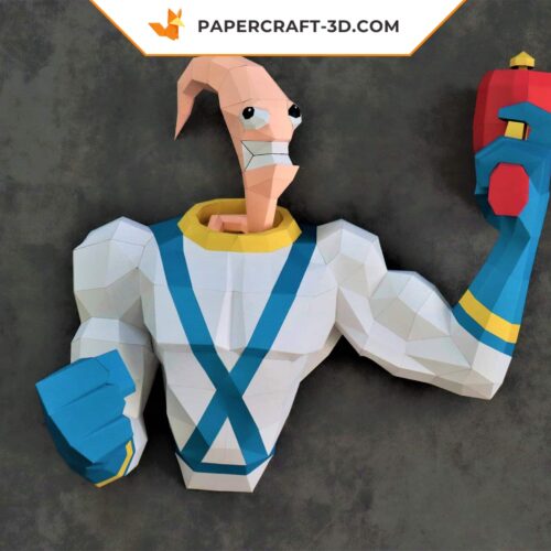 Papercraft Earthworm Jim in origami 3D
