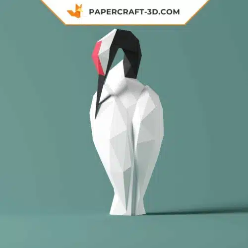 Papercraft red-crowned crane in origami
