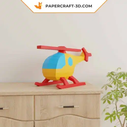Papercraft helicopter in 3D origami