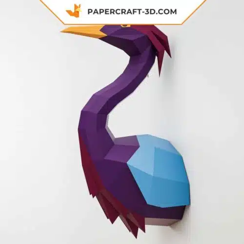 Papercraft blue heron in 3D origami