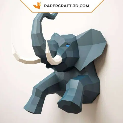 Papercraft half elephant wall in origami