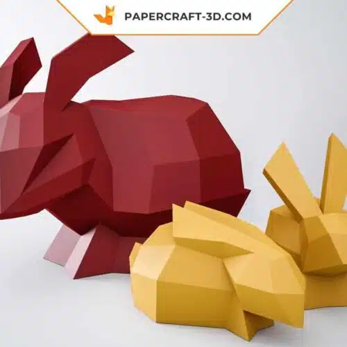 Papercraft rabbit in 3D origami