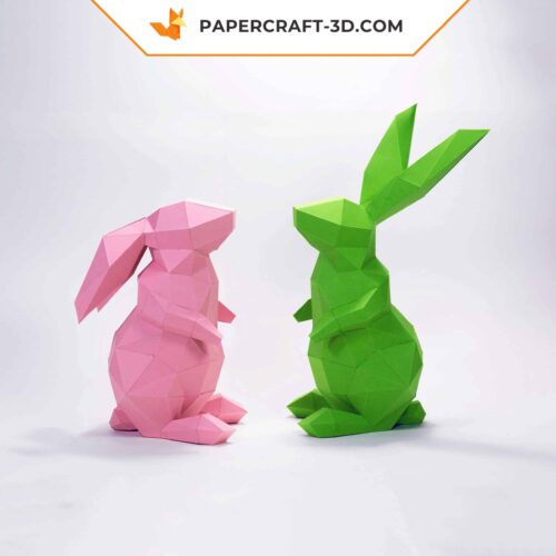 Papercraft rabbit in 3D origami