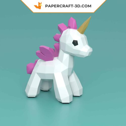 Papercraft unicorn in 3D origami