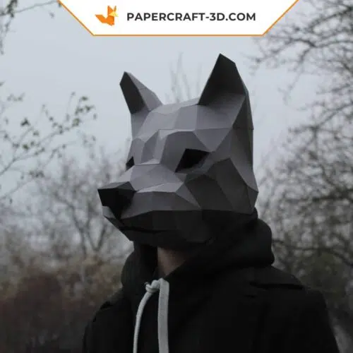 Papercraft masque de loup en origami 3D