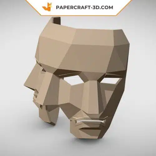 Papercraft three-faced mask in origami 3D