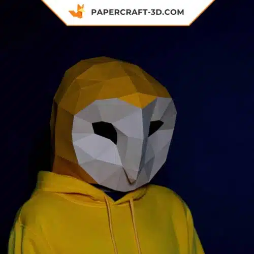 Papercraft owl mask in 3D origami