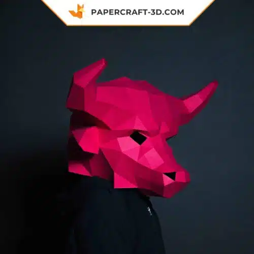 Papercraft bull mask in 3D origami