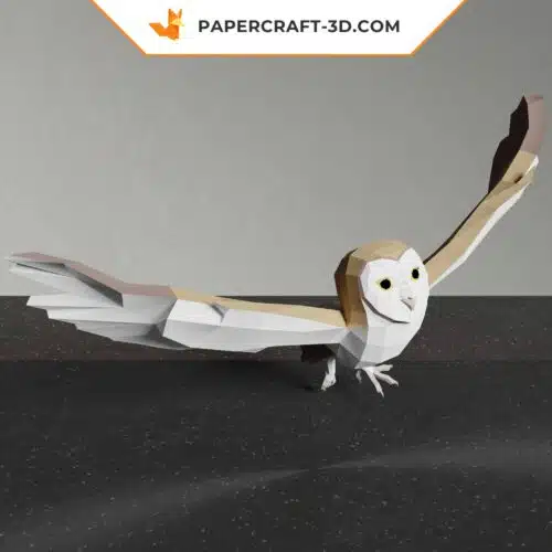 Papercraft owl flying in 3D origami