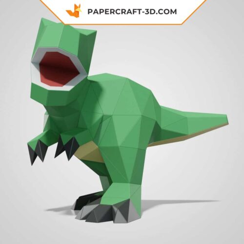 Papercraft cute T-Rex in 3D origami