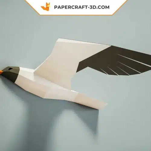 Papercraft of seagull in 3D origami