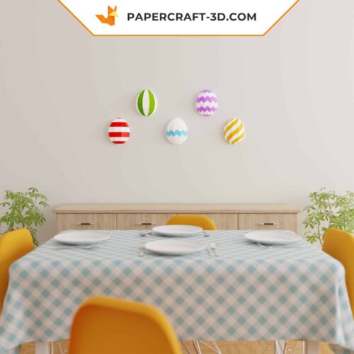 Papercraft Easter wall eggs in 3D origami