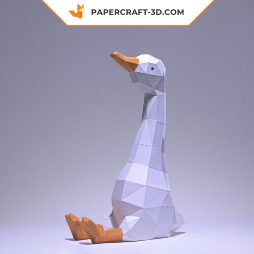 Papercraft of a sitting goose in origami