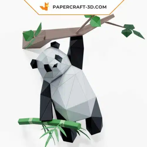 Papercraft of hanging panda in 3D origami