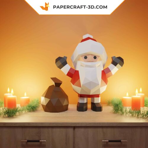 Papercraft Santa Claus in 3D origami