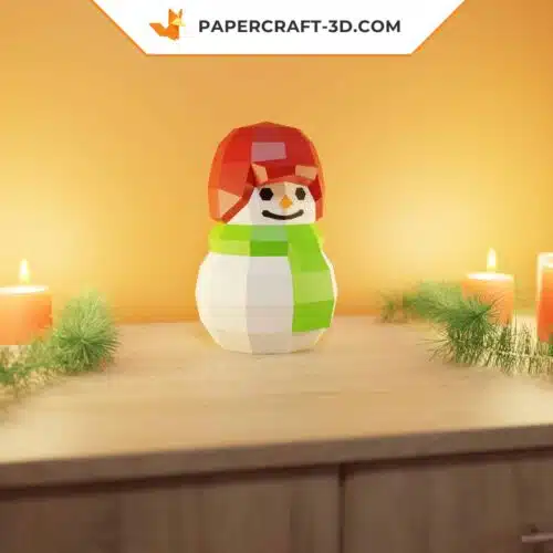 Papercraft snowman in origami