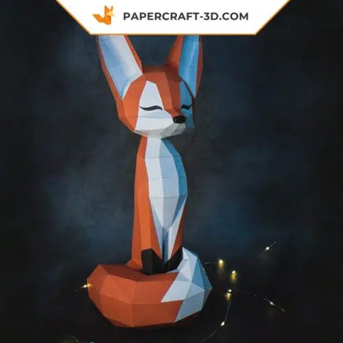 Papercraft of fox in 3D origami