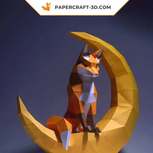 Papercraft of the moon fox in origami
