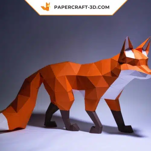 Papercraft de renard marchant en origami 3D