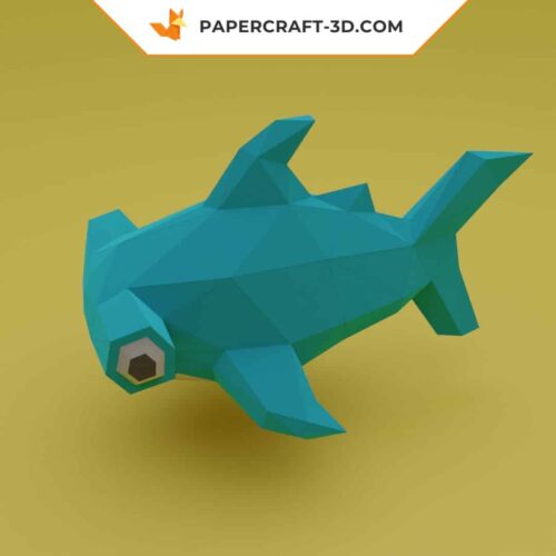 Papercraft hammerhead shark in 3D origami