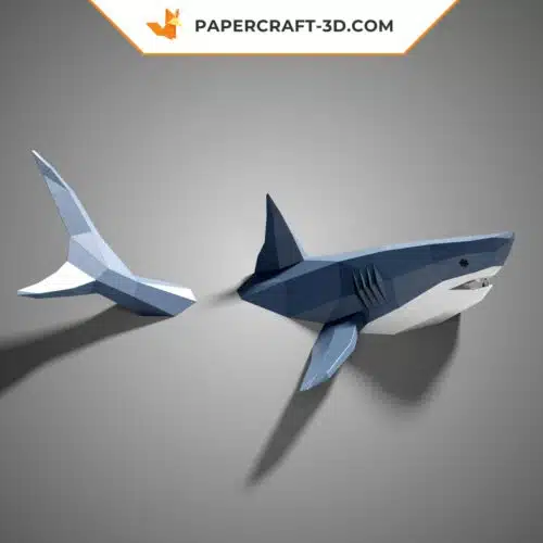 Papercraft of wall shark in 3D origami