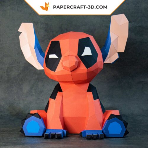 Papercraft Stitch Deadpool in 3D origami