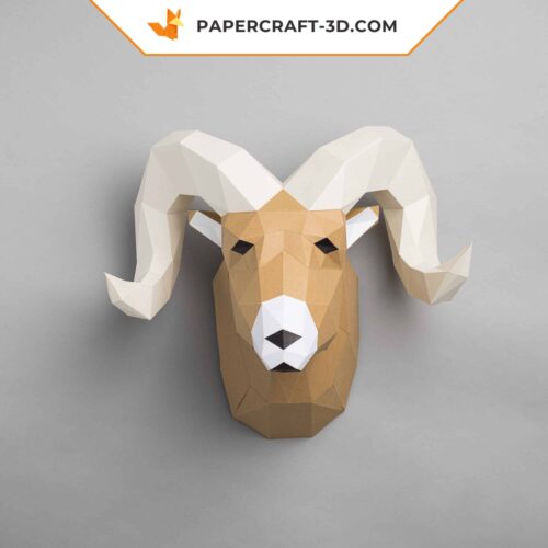 Papercraft ram head in 3D origami